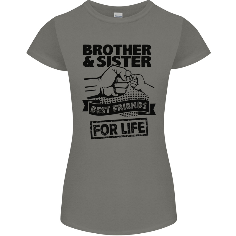 Brother & Sister Best Friends Siblings Womens Petite Cut T-Shirt Charcoal