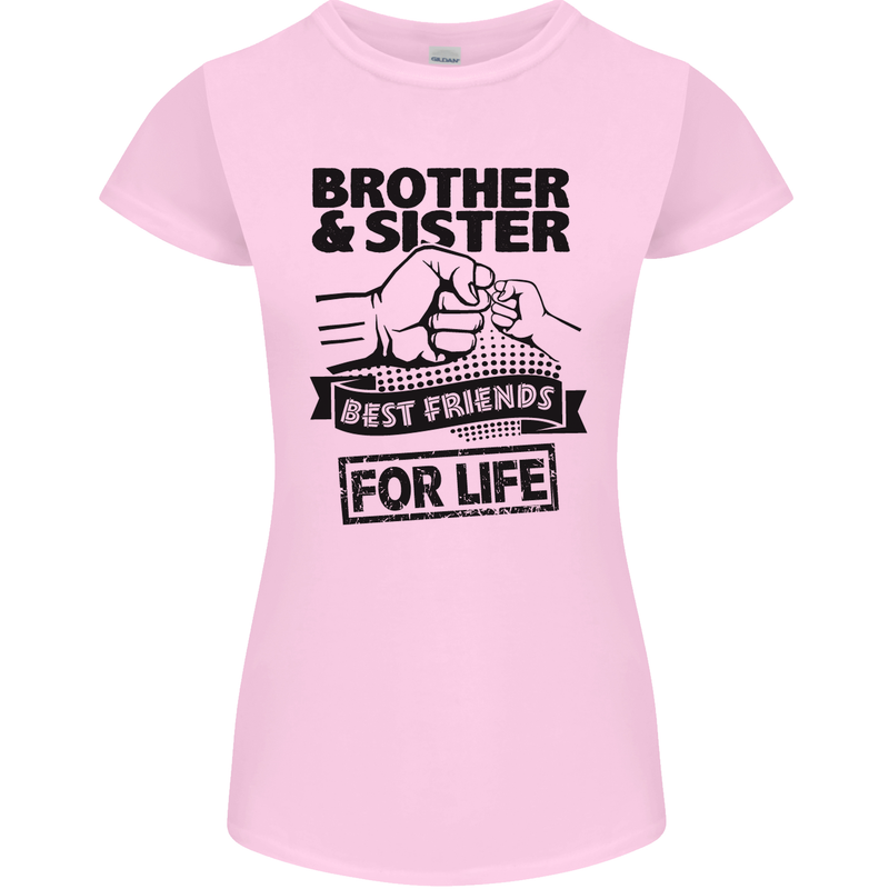 Brother & Sister Best Friends Siblings Womens Petite Cut T-Shirt Light Pink
