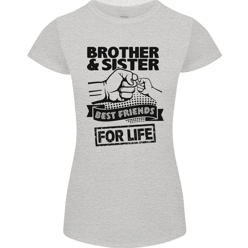 Brother & Sister Best Friends Siblings Womens Petite Cut T-Shirt Sports Grey