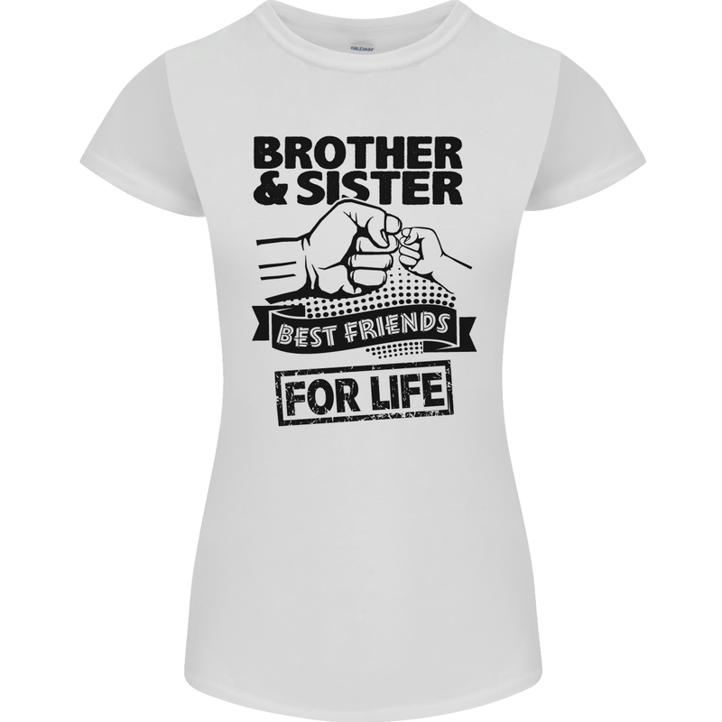 Brother & Sister Best Friends Siblings Womens Petite Cut T-Shirt White
