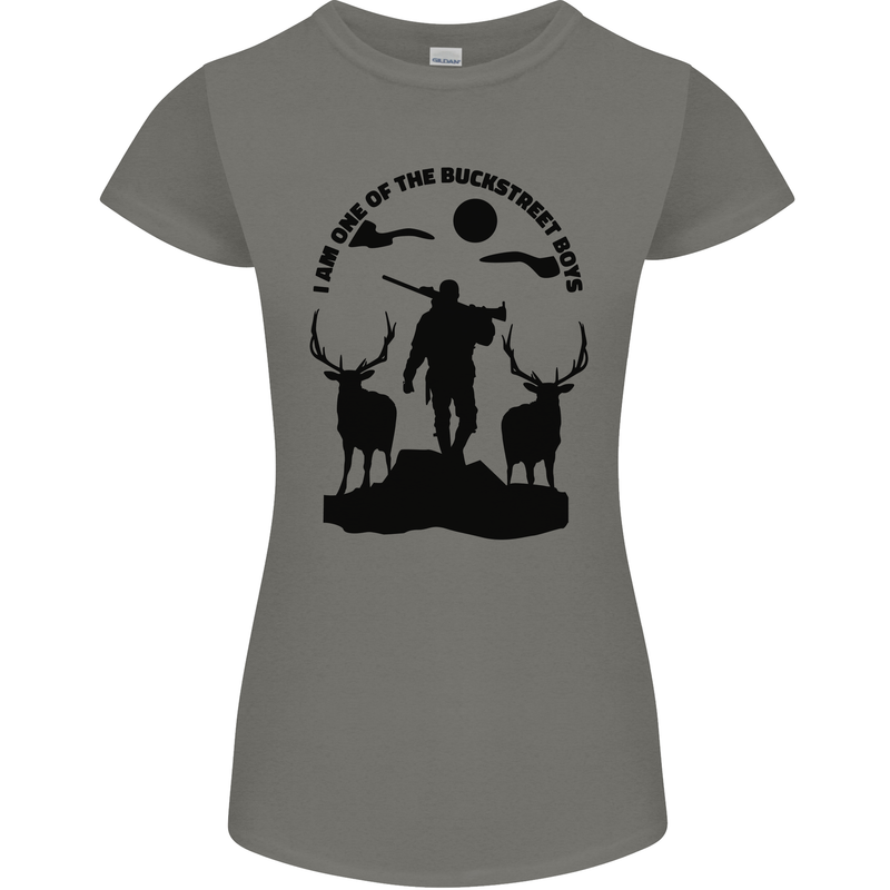 Buckstreet Boys Funny Hunting Hunter Womens Petite Cut T-Shirt Charcoal
