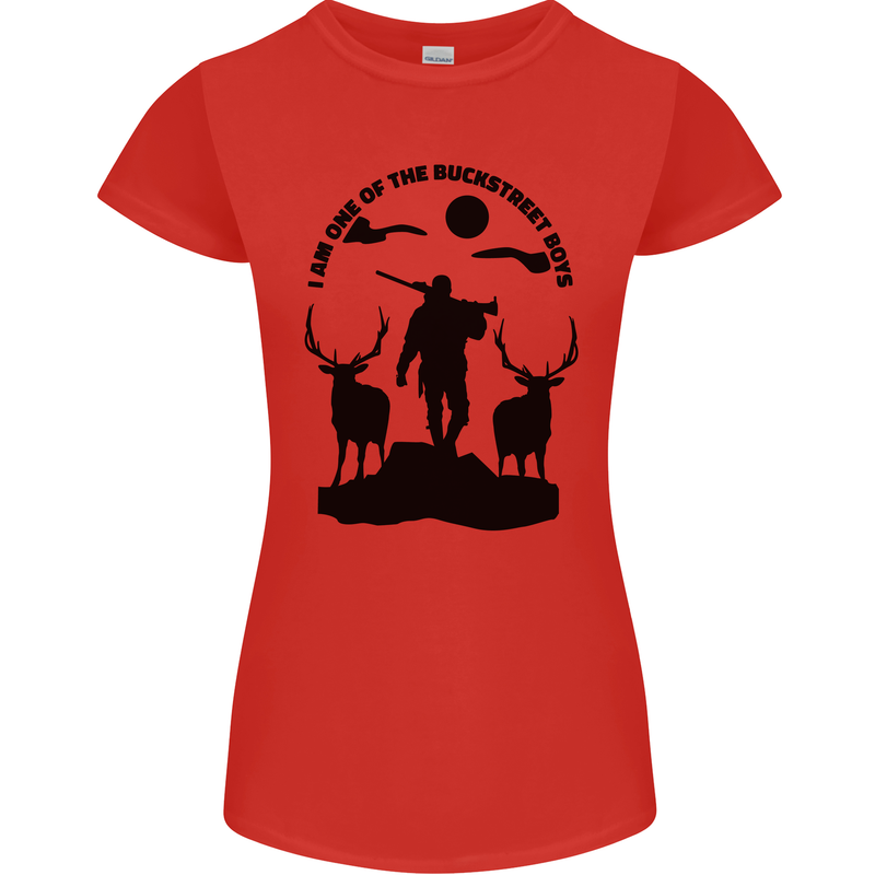 Buckstreet Boys Funny Hunting Hunter Womens Petite Cut T-Shirt Red