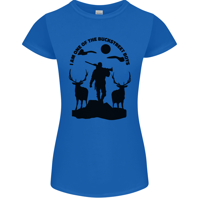 Buckstreet Boys Funny Hunting Hunter Womens Petite Cut T-Shirt Royal Blue
