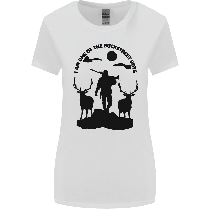 Buckstreet Boys Funny Hunting Hunter Womens Wider Cut T-Shirt White