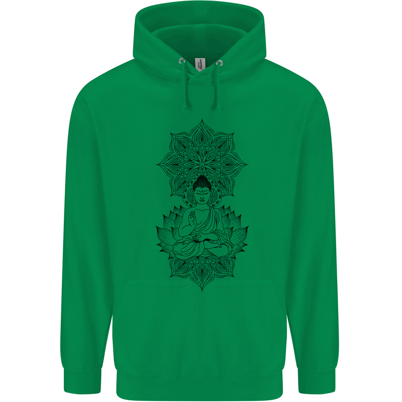 Buddha Mandala Art Childrens Kids Hoodie Irish Green