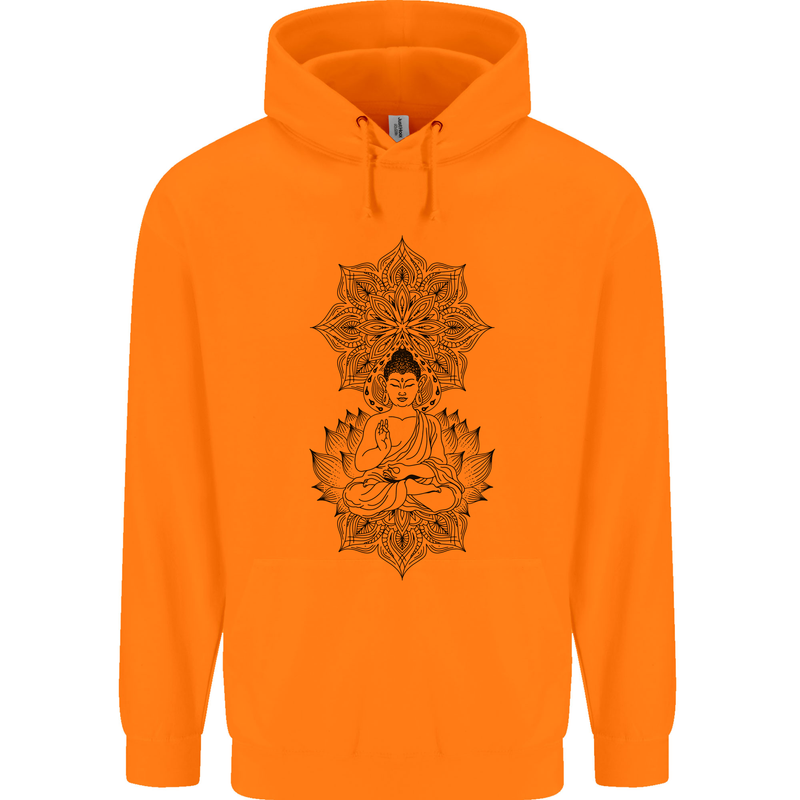 Buddha Mandala Art Childrens Kids Hoodie Orange