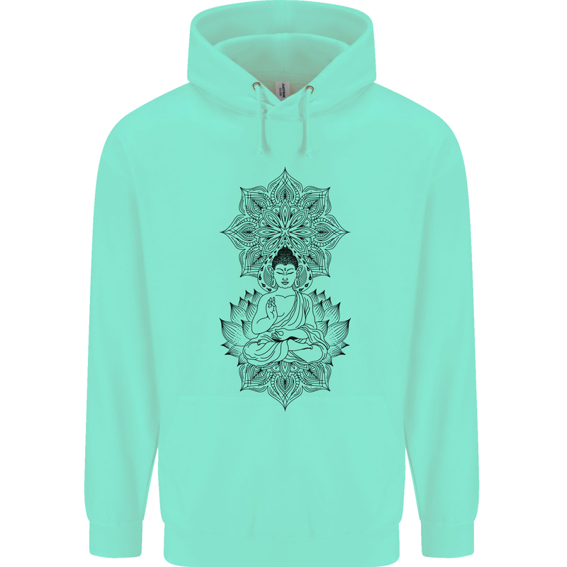 Buddha Mandala Art Childrens Kids Hoodie Peppermint