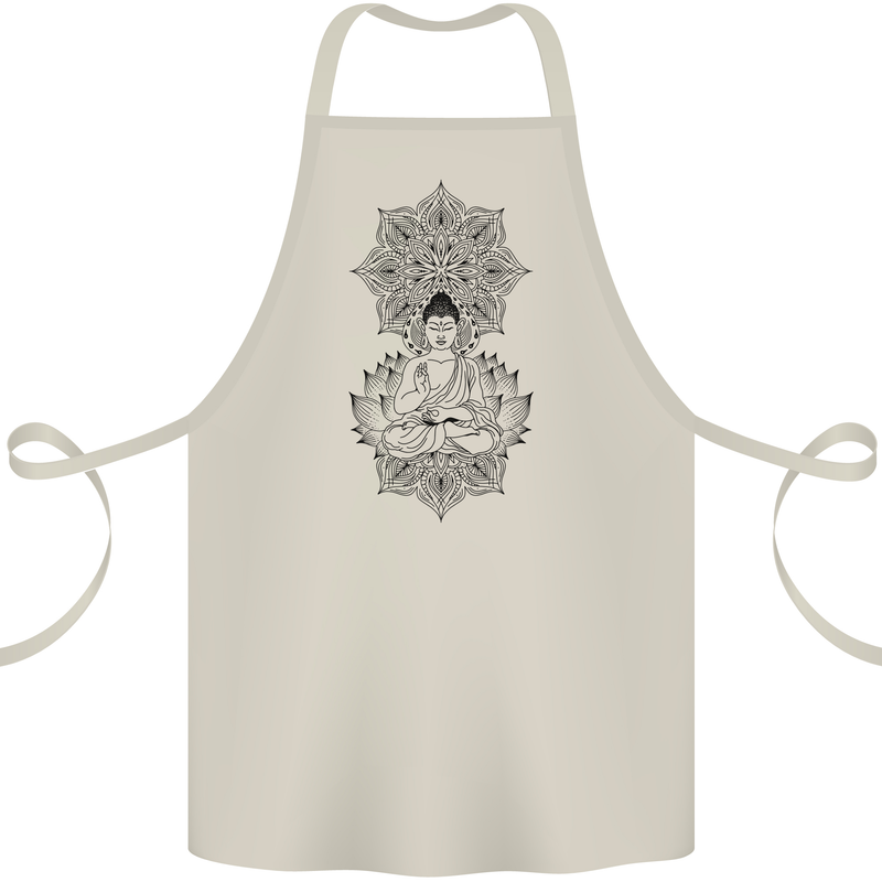 Buddha Mandala Art Cotton Apron 100% Organic Natural