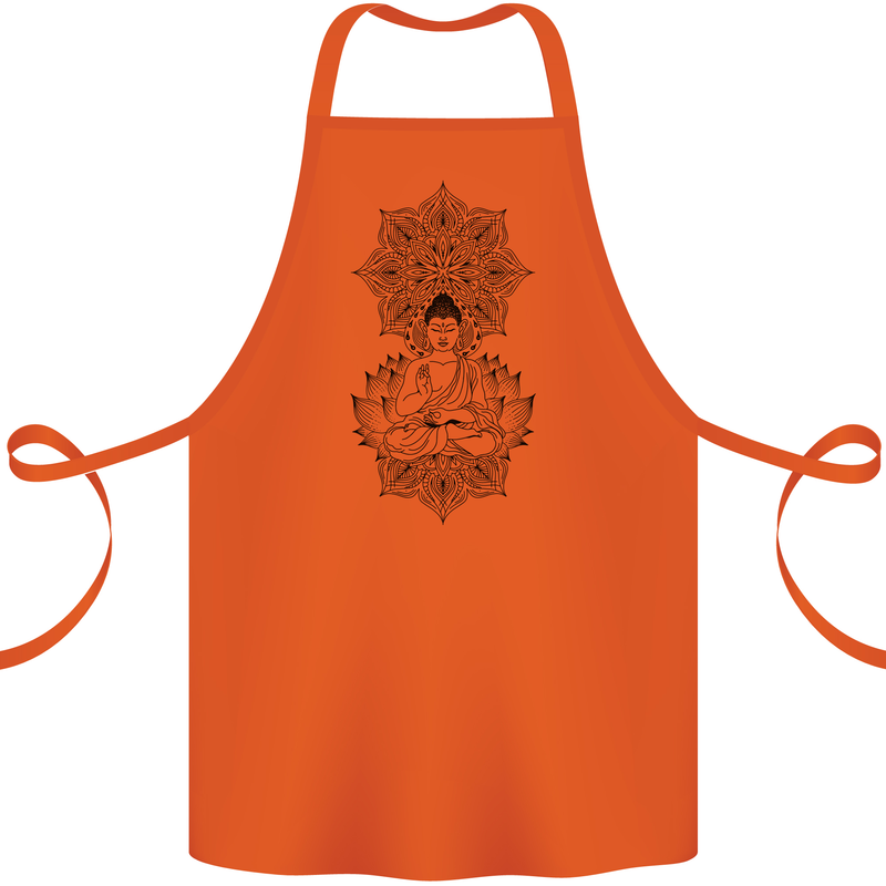 Buddha Mandala Art Cotton Apron 100% Organic Orange