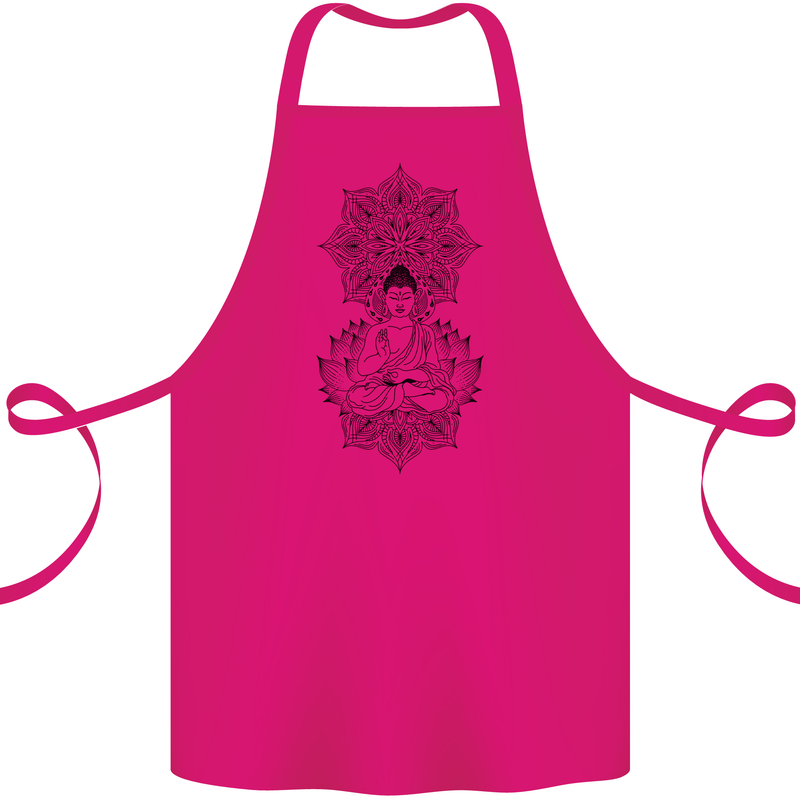 Buddha Mandala Art Cotton Apron 100% Organic Pink