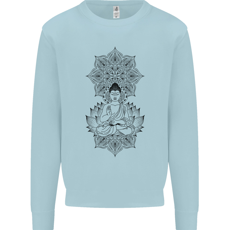 Buddha Mandala Art Kids Sweatshirt Jumper Light Blue