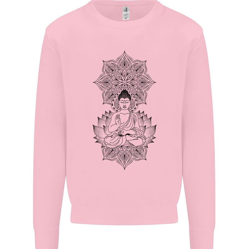 Buddha Mandala Art Kids Sweatshirt Jumper Light Pink