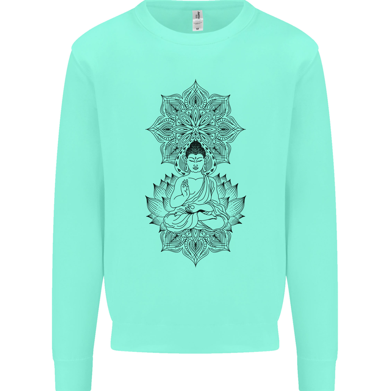 Buddha Mandala Art Kids Sweatshirt Jumper Peppermint