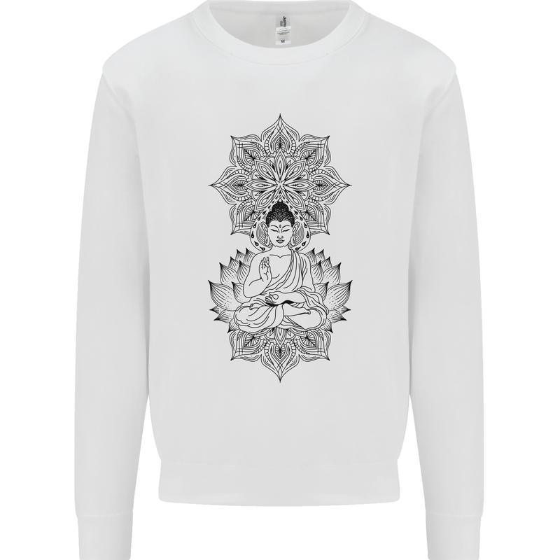 Buddha Mandala Art Kids Sweatshirt Jumper White