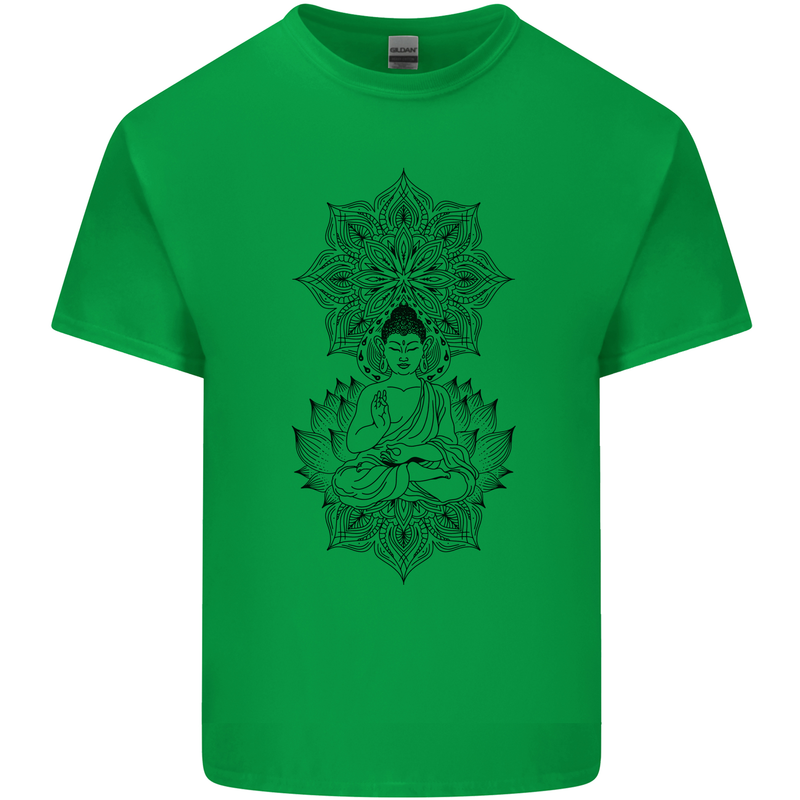 Buddha Mandala Art Kids T-Shirt Childrens Irish Green
