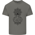 Buddha Mandala Art Mens Cotton T-Shirt Tee Top Charcoal