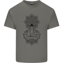 Buddha Mandala Art Mens Cotton T-Shirt Tee Top Charcoal