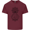 Buddha Mandala Art Mens Cotton T-Shirt Tee Top Maroon