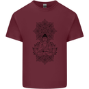 Buddha Mandala Art Mens Cotton T-Shirt Tee Top Maroon