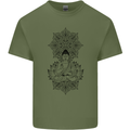 Buddha Mandala Art Mens Cotton T-Shirt Tee Top Military Green
