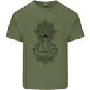 Buddha Mandala Art Mens Cotton T-Shirt Tee Top Military Green