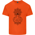 Buddha Mandala Art Mens Cotton T-Shirt Tee Top Orange