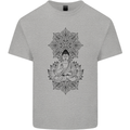 Buddha Mandala Art Mens Cotton T-Shirt Tee Top Sports Grey