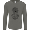 Buddha Mandala Art Mens Long Sleeve T-Shirt Charcoal