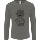 Buddha Mandala Art Mens Long Sleeve T-Shirt Charcoal