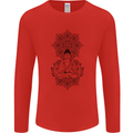Buddha Mandala Art Mens Long Sleeve T-Shirt Red