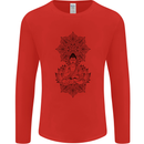 Buddha Mandala Art Mens Long Sleeve T-Shirt Red