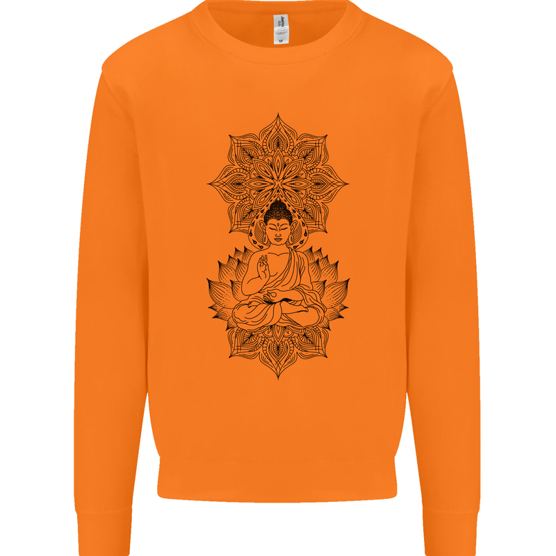 Buddha Mandala Art Mens Sweatshirt Jumper Orange