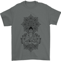 Buddha Mandala Art Mens T-Shirt 100% Cotton Charcoal