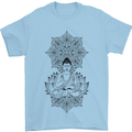 Buddha Mandala Art Mens T-Shirt 100% Cotton Light Blue
