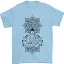 Buddha Mandala Art Mens T-Shirt 100% Cotton Light Blue