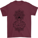 Buddha Mandala Art Mens T-Shirt 100% Cotton Maroon