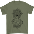 Buddha Mandala Art Mens T-Shirt 100% Cotton Military Green