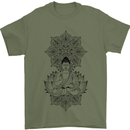 Buddha Mandala Art Mens T-Shirt 100% Cotton Military Green