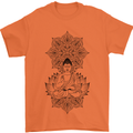 Buddha Mandala Art Mens T-Shirt 100% Cotton Orange