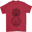 Buddha Mandala Art Mens T-Shirt 100% Cotton Red
