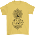 Buddha Mandala Art Mens T-Shirt 100% Cotton Yellow