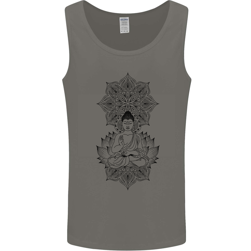 Buddha Mandala Art Mens Vest Tank Top Charcoal