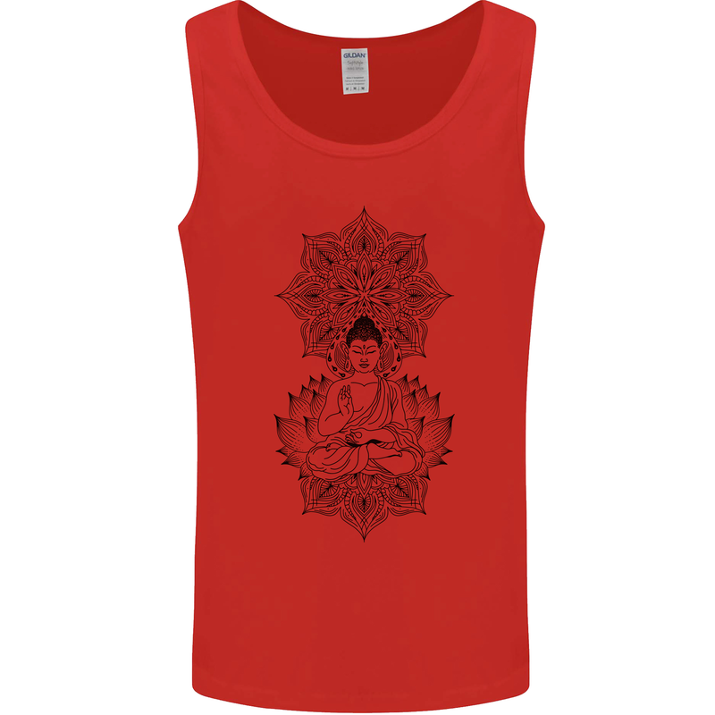 Buddha Mandala Art Mens Vest Tank Top Red