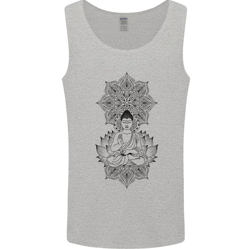 Buddha Mandala Art Mens Vest Tank Top Sports Grey