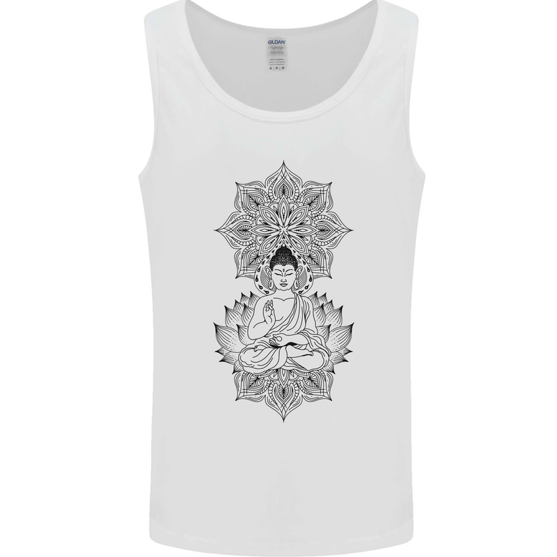 Buddha Mandala Art Mens Vest Tank Top White