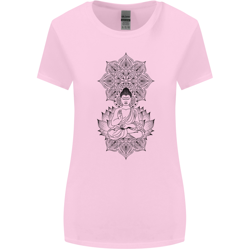Buddha Mandala Art Womens Wider Cut T-Shirt Light Pink
