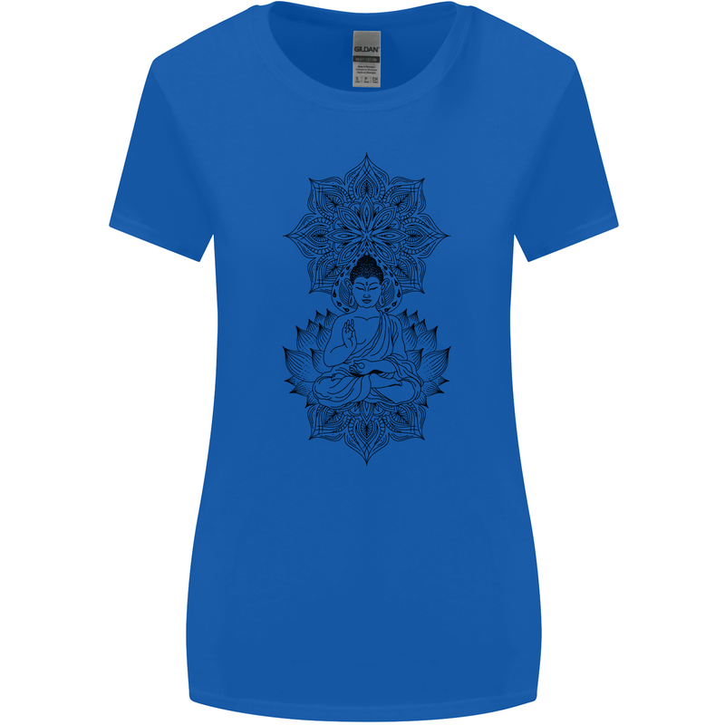 Buddha Mandala Art Womens Wider Cut T-Shirt Royal Blue