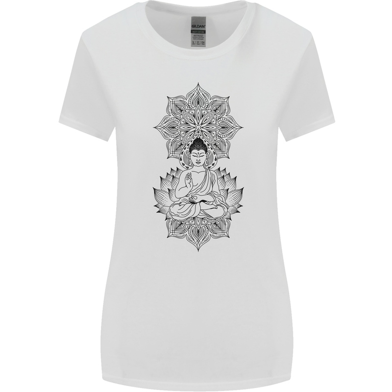 Buddha Mandala Art Womens Wider Cut T-Shirt White