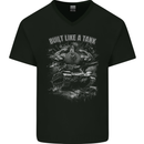 Built Like a Tank Gym Bodybuilding Training Mens V-Neck Cotton T-Shirt Black