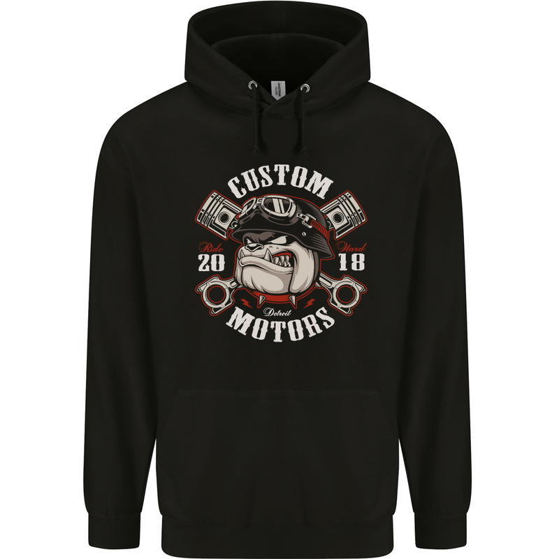 Bulldog Custom Motorcycle Motorbike Biker Childrens Kids Hoodie Black